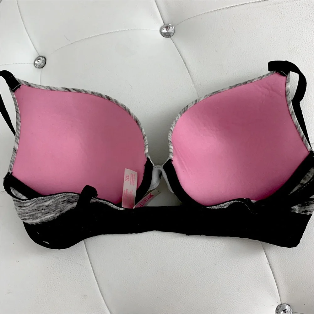 Victoria’s Secret PINK Grey Black Space Dye Wear Everywhere Pushup Bra 32D